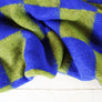 CHEAKERBOARD - ROYAL BLUE & OLIVE KNITTED 30% WOOL 70% POLY 150cm WIDE 390 GRM