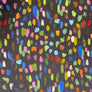CARRINGTON FABRICS - JOHN KALDOR PORTIA JERSEY 4284 MULTI ON NAVY 95% POLY 5% SPANDEX 150cm WIDE