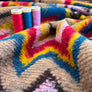 DESIGNER DEADSTOCK - KNITTED CHEVRON WOOL MIX COATING - TEAL & ESPRESSO