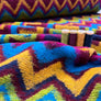 DESIGNER DEADSTOCK - KNITTED CHEVRON WOOL MIX COATING - BURGUNDY & GREEN