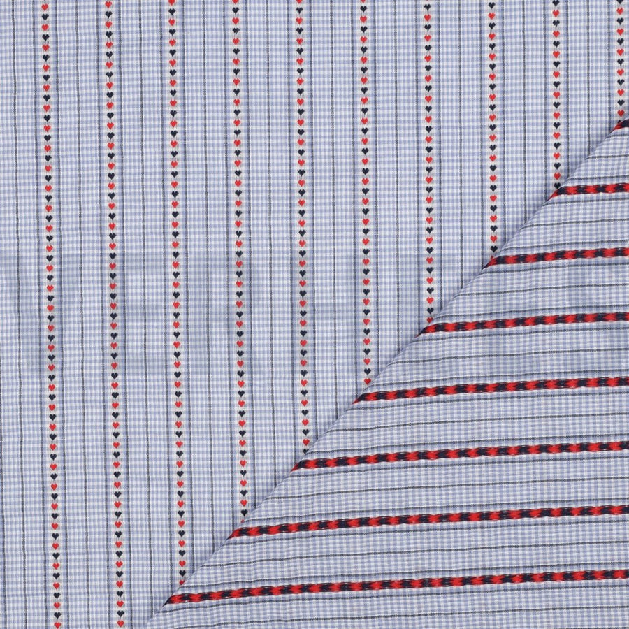 QUEEN OF HEARTS GINGHAM 
BLUE NAVY 
100% FINE COTTON JACQUARD 
THE DRESSMAKER FABRICS 
SEWING BEE 