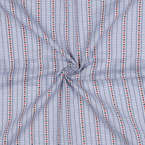 QUEEN OF HEARTS GINGHAM 
BLUE NAVY 
100% FINE COTTON JACQUARD 
THE DRESSMAKER FABRICS 
SEWING BEE 