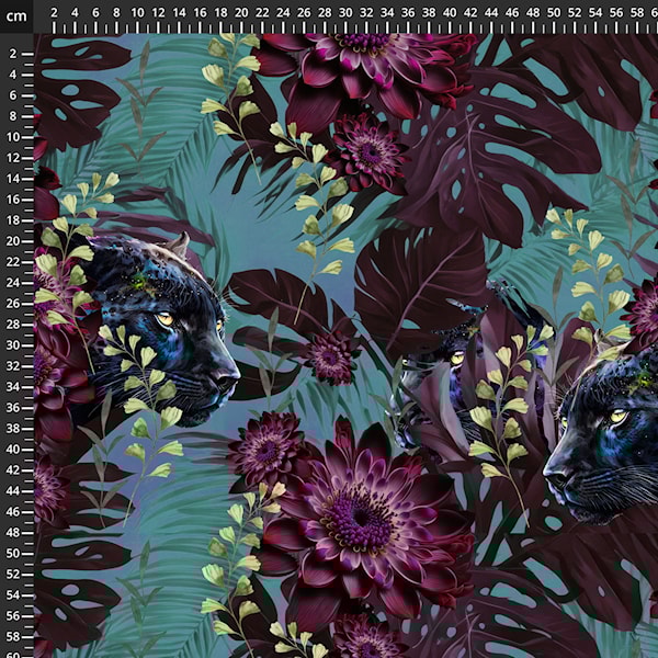 STOF OF DENMARK - 
AVALANA VISCOSE JERSEY 
BLACK PANTHER LARGE PRINT 
THE DRESSMAKER FABRICS 