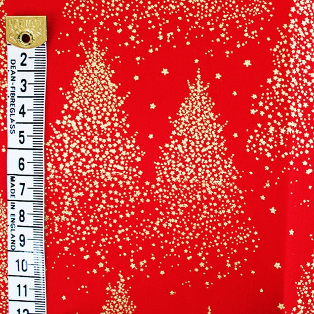 CONTEMPORARY SNOWY CHRISTMAS TREES COTTON POPLIN  100% COTTON 150cm WIDE