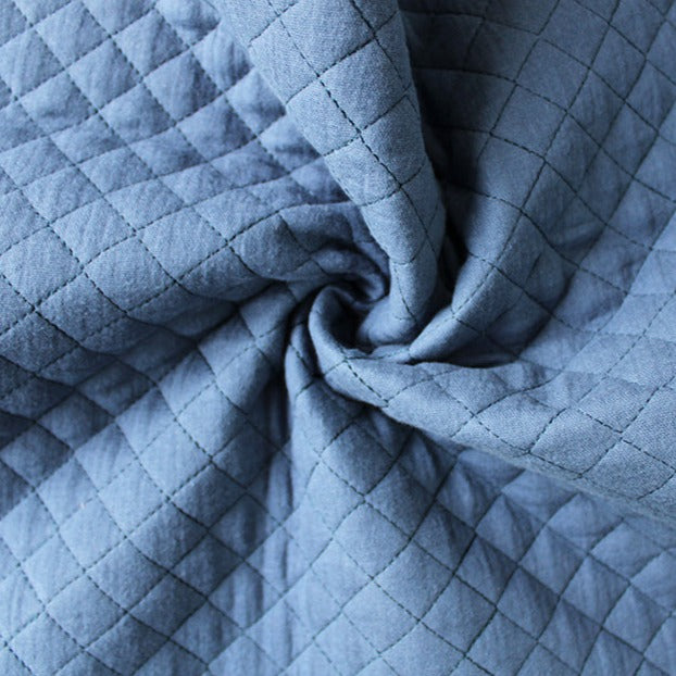 QUILTED DOUBLE GAUZE - DENIM BLUE - 100% COTTON