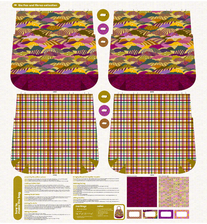 MAKE + BELIEVE 
FLAX AND FIBRES FABRIC COLLECTION 
SEW PRETTY SEW MINDFUL 
THE DRESSMAKER FABRICS 
LEIGH ON SEA 
PATCHWORK - QUILTING - PANEL 
BAG PANEL 