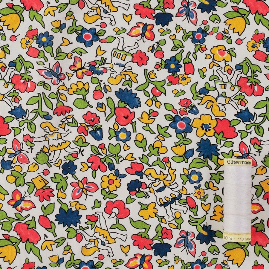 FABRIC GODMOTHER  ALICE FLOWERS COTTON LAWN  THE DRESSMAKER FABRICS  DRESSMAKING FABRIC 