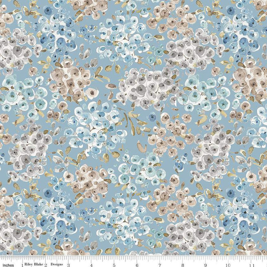 RILEY BLAKE UK BLUE ESCAPE COASTAL  FLORAL BLUE  THE DRESSMAKER FABRICS  QUILTING  PATCHWORK 100% QUILTERS COTTON