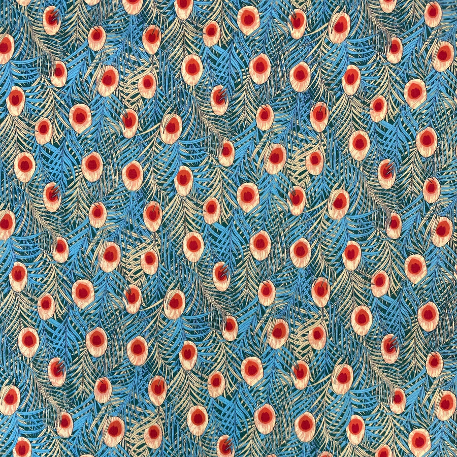 PEACOCK FEATHERS -  PIMA COTTON LAWN