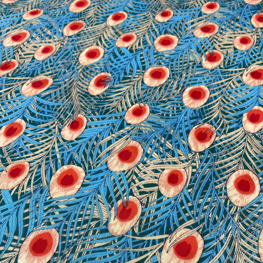 PIMA COTTON LAWN PEACOCK FEATHERS  COTTON LAWN  100% COTTON 150cm WIDE