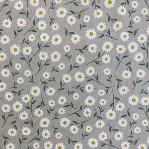 SCATTERED DAISYS  LINEN LOOK  80% COTTON 20% POLY  150cm WIDE