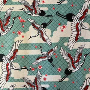 KIMONOS & KOI  PAINBRUSH STUDIO  THE DRESSMAKER FABRICS  JAPANESE FABRIC  100% QUILTERS COTTON QUILTING  CHERRY BLOSSOM  DRAGONS KOI CRANES