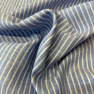 DESIGNER DEADSTOCK - BLUE CANDY STRIPE - 100% LINEN