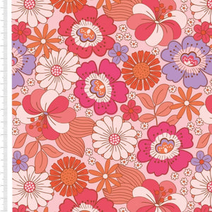 CRAFTY PIE BROGAN ALLARD VISCOSE CHALLIS  FLOWER CHILD PINK  THE DRESSMAKER FABRICS  SEWING BEE 