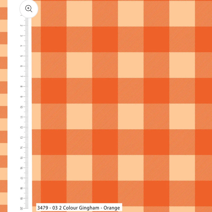 CRAFTY PIE BROGAN ALLARD VISCOSE CHALLIS  LARGE GINGHAM ORANGE THE DRESSMAKER FABRICS  SEWING BEE 