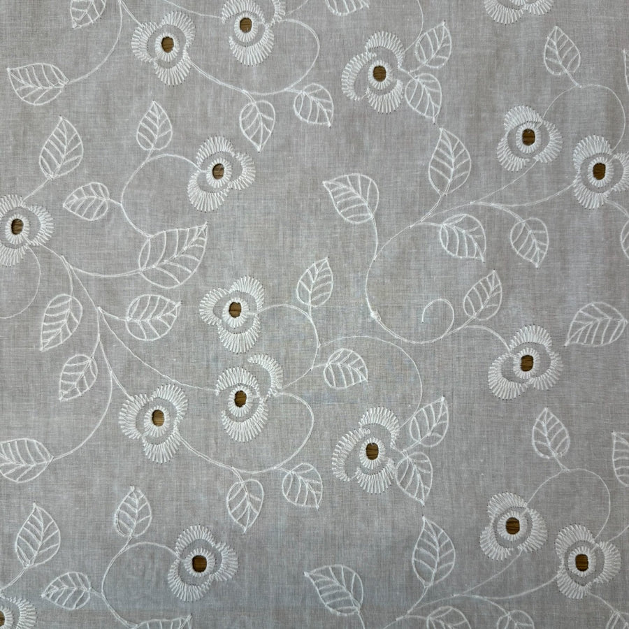 DESIGNER DEADSTOCK - BRODERIE ANGLAISE - 100% COTTON