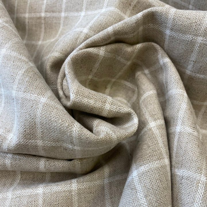 TIBET LINEN  NATURAL CHECK 55% LINEN 45% COTTON  148cm WIDE