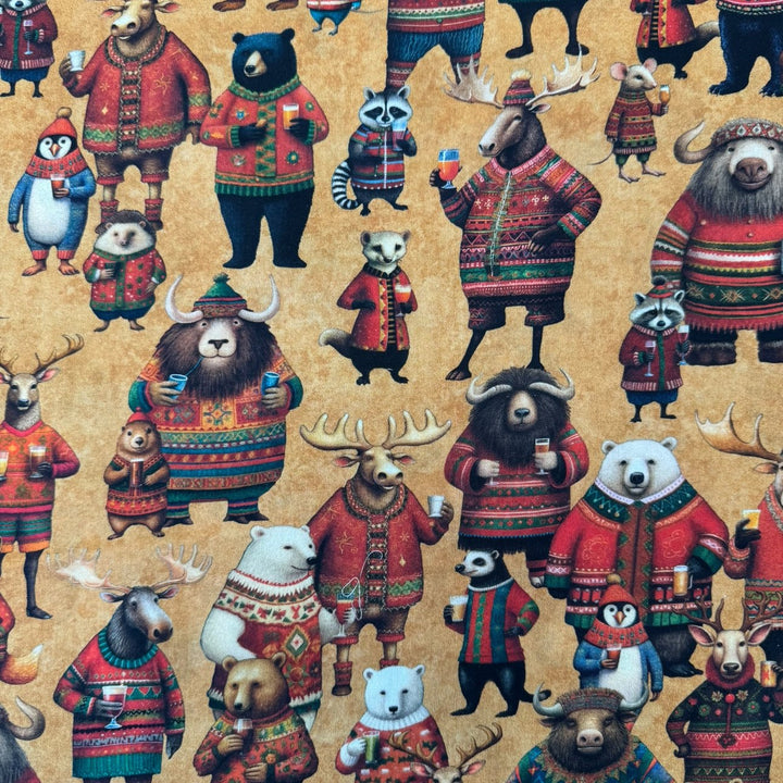 CHRISTMAS PARTY ANIMALS FABRIC 
QT FABRICS 
QUILTING QUILTERS COTTON 
FESTIVE XMAS 
THE DRESSMAKER FABRICS 