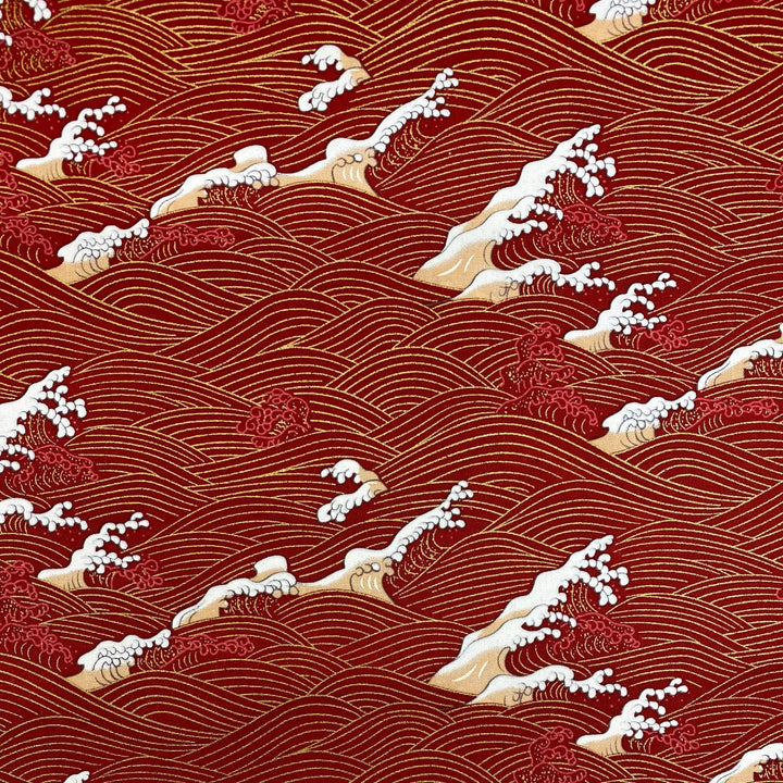 JAPANESE WAVES RED COTTON PRINT   100% COTTON 150cm WIDE