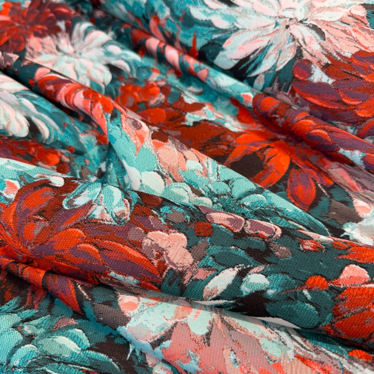 【8/16迄】Blood Drop Brocade アーティストプルーフ fab Purple Blossom Brocade Dress Fabric Blue Flower Jacquard