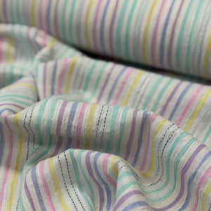 BUBBLE SEERSUCKER 
DESIGNER DEADSTOCK 
THE DRESSMAKER FABRICS 
SUMMER FABRIC 
DRESSMAKING 
STRIPES STRIPED 
GINGHAM 