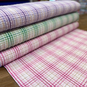 BUBBLE SEERSUCKER  GINGHAM CHECK  COTTON  THE DRESSMAKER FABRICS  SUMMER FABRIC  DRESSMAKING 