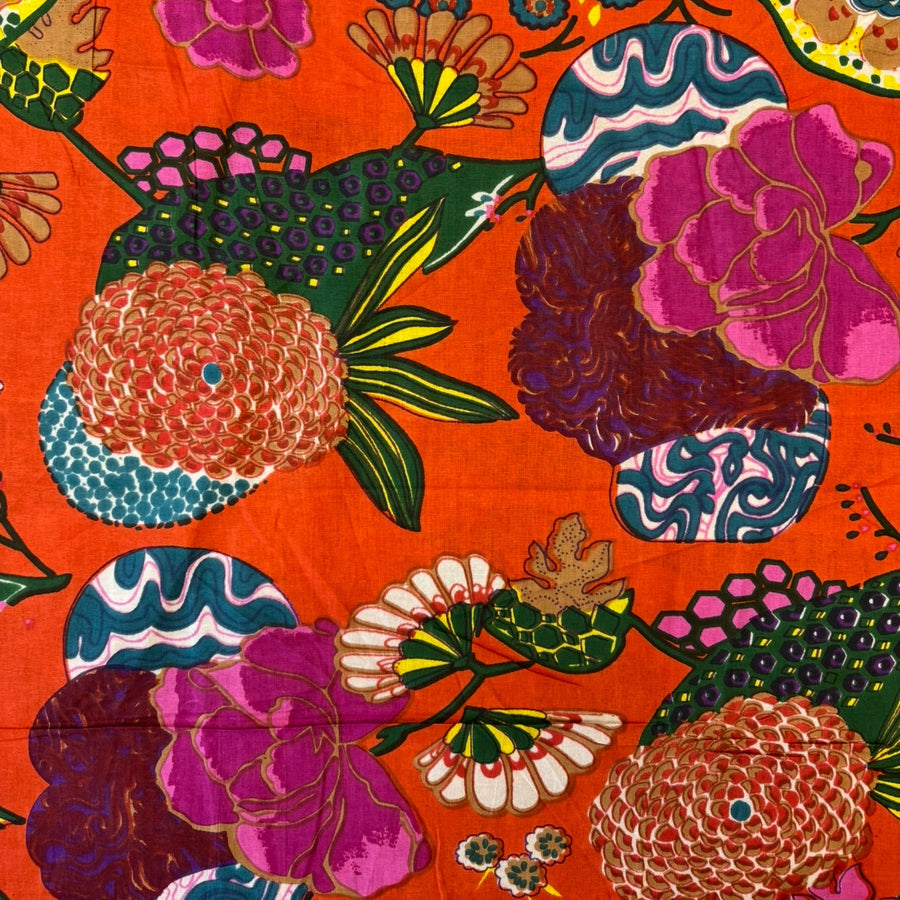 MERCHANT & MILLS
INDIAN BLOCK PRINT 
FLORAL
BURNT ORANGE 
INDIAN COTTON 
THE DRESSMAKER FABRICS 
ECO FABRIC 