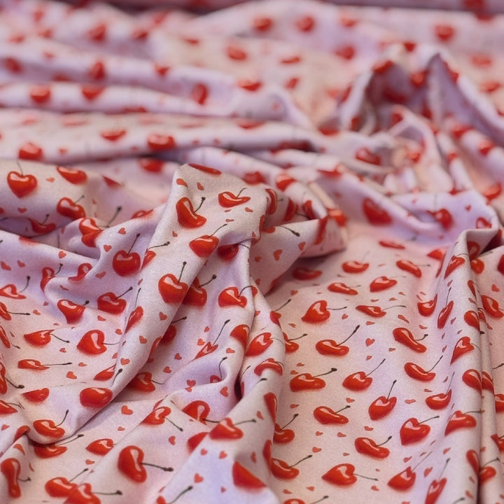 3D DESIGN COTTON JERSEY 
CHERRY CHERRIES 
DRESSMAKING STRETCH 
AVALANA COTTON JERSEY 
THE DRESSMAKER FABRICS 