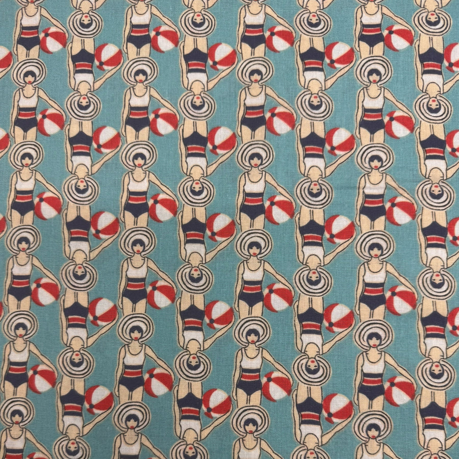 1950s ON THE BEACH 
DRESSMAKING VINTAGE DESIGN 
THE DRESSMAKER FABRICS 
100% COTTON 