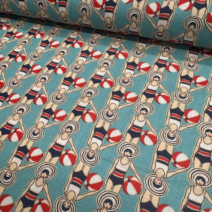 1950s ON THE BEACH 
DRESSMAKING VINTAGE DESIGN 
THE DRESSMAKER FABRICS 
100% COTTON 