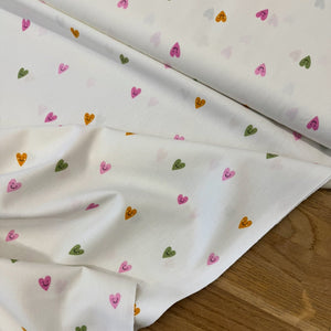SMILEY HEARTS MULTI COLOUR 
100% FINE COTTON POPLIN  
THE DRESSMAKER FABRICS 
SEWING BEE 