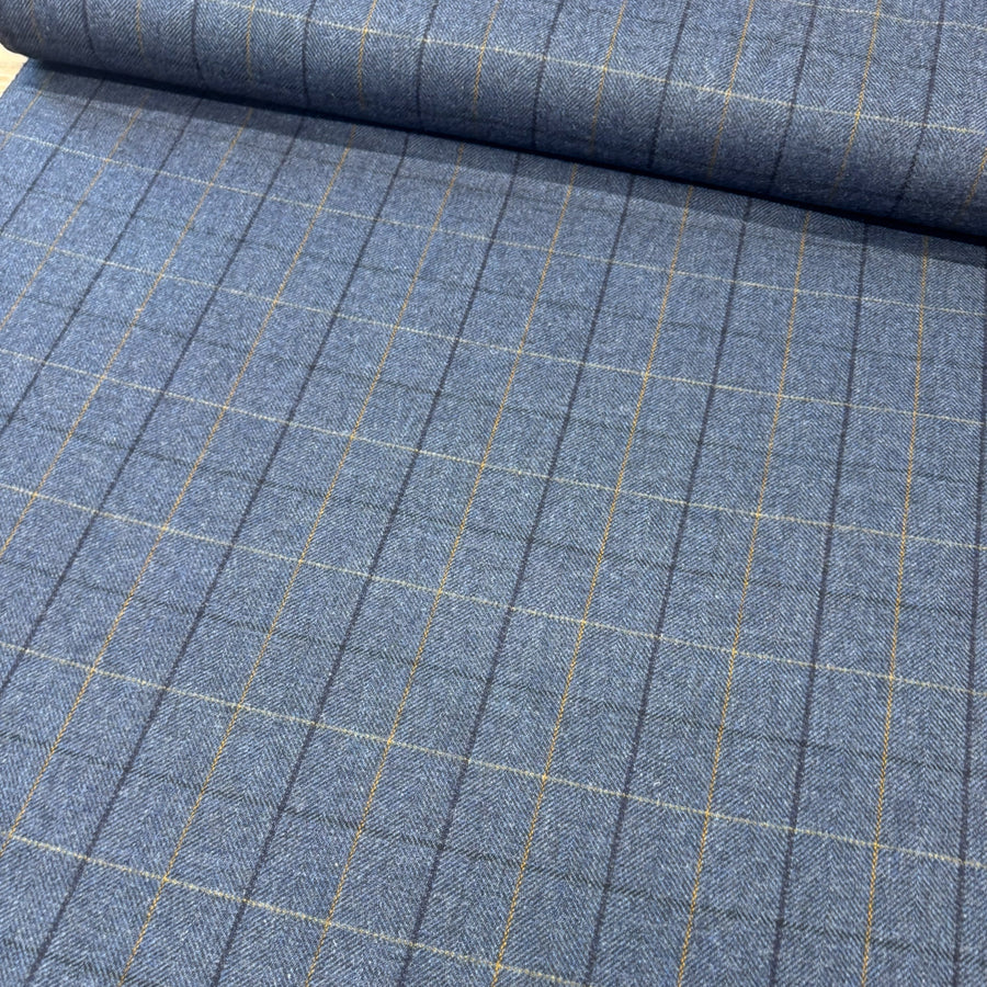 HERRINGBONE WINDOW PAIN CHECK 
WORSTED WOOL - ABRAHAM MOON 
100% WOOL 
THE DRESSMAKER FABRICS 
DESIGNER DEADSTOCK