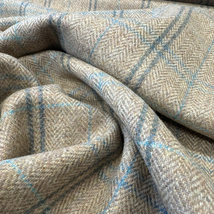 HERRINGBONE WINDOW PAIN CHECK 
WORSTED WOOL - ABRAHAM MOON 
100% WOOL 
THE DRESSMAKER FABRICS 
DESIGNER DEADSTOCK