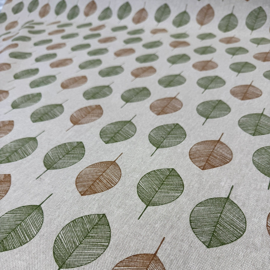 LEAVES GREEN & BROWN 
LINEN LOOK 
the dressmaker fabrics 
HEAVY COTTON 
100% COTTON
150cm WIDE