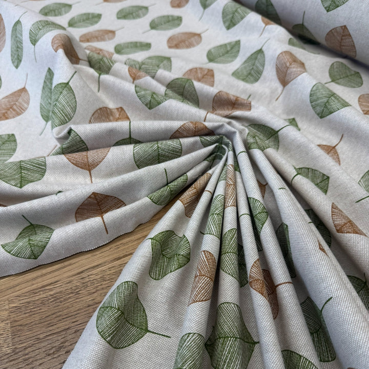 LEAVES GREEN & BROWN 
LINEN LOOK 
the dressmaker fabrics 
HEAVY COTTON 
100% COTTON
150cm WIDE