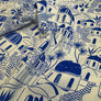 GRECIAN BLUES - SANTORINI STROLL - 100% VISCOSE CHALLIS