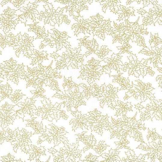 CHRISTMAS FABRIC
QUILTERS COTTON - CHRISTMAS 
JOHN LOUDEN FESTIVE HOLLY
SILHOUETTE GOLD 
THE DRESSMAKER FABRICS 