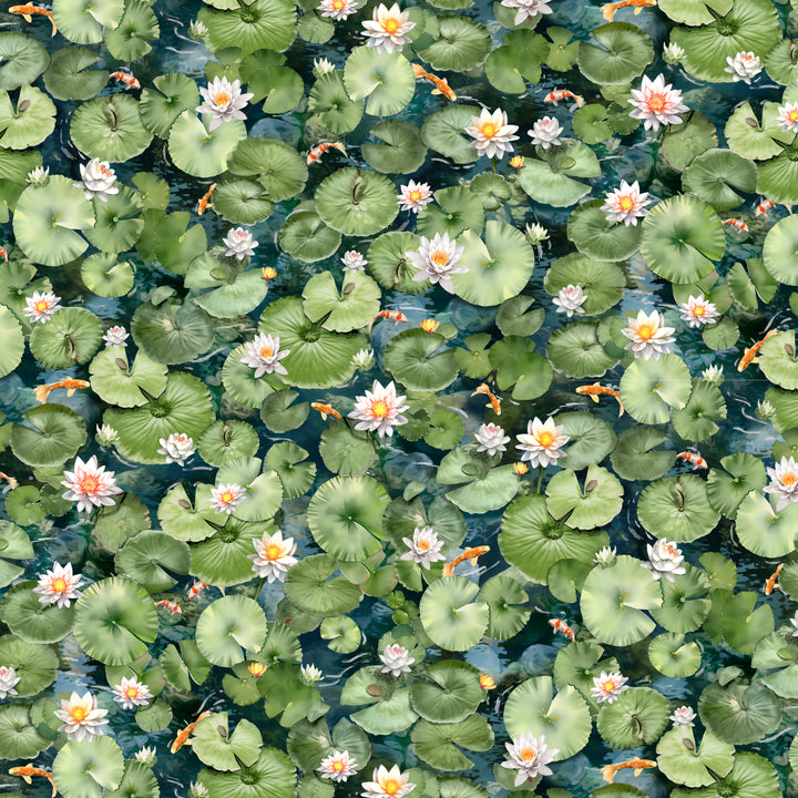 KOI POND DIGITAL PRINT 
CLINT EAGER 
THE DRESSMAKER FABRICS 
QUILTING QUILTERS PATCHWORK 
FISH 