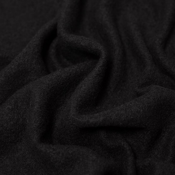 BLACK BOILED WOOL  
100% BOILED WOOL 
THE DRESSMAKER FABRICS
COATING 
FABRIC GODMOTHER 
FABRICSGALORE