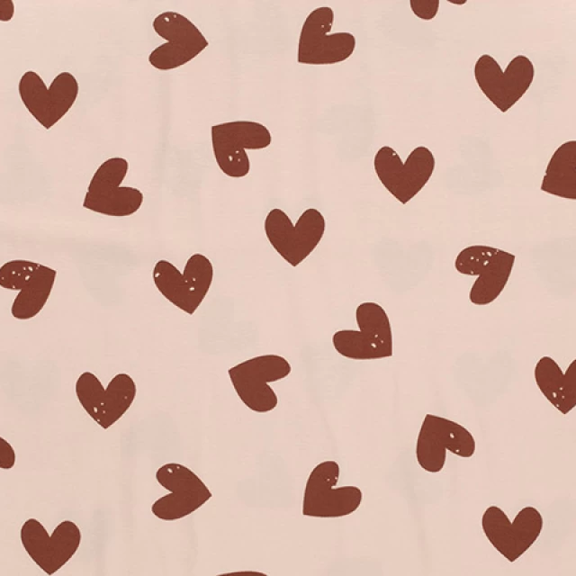 AUTUMN HEARTS 
BROWN 
DRESSMAKING STRETCH 
AVALANA COTTON JERSEY 
THE DRESSMAKER FABRICS 