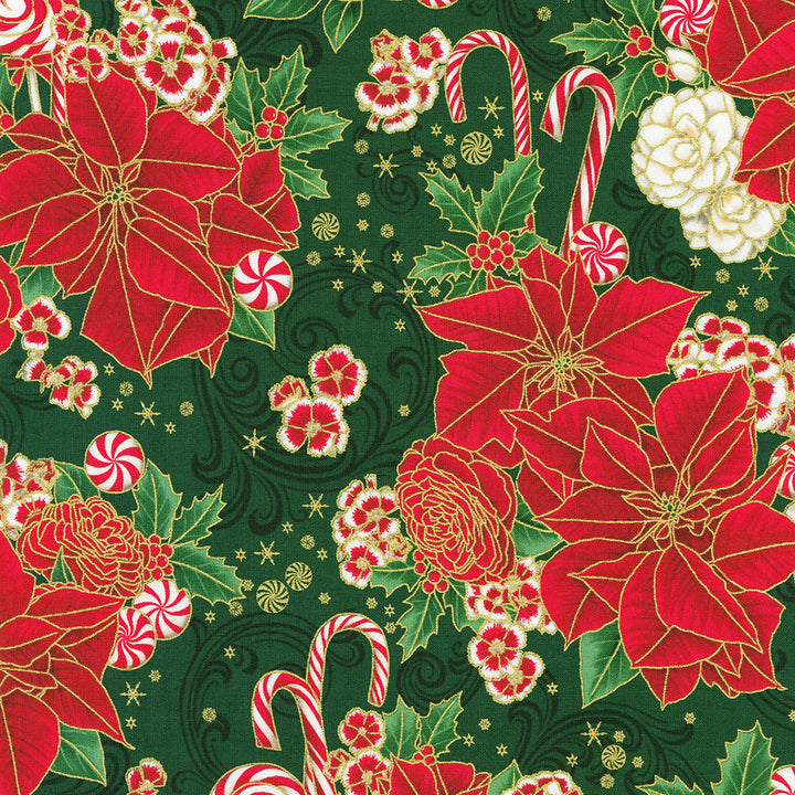 ROBERT KAUFMANN
HOLIDAY FLORISH PEPPERMINT TWIST 
QUILTING QUILTERS COTTON 
FESTIVE XMAS 
THE DRESSMAKER FABRICS 