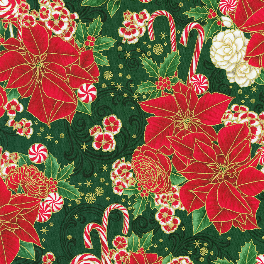 ROBERT KAUFMANN
HOLIDAY FLORISH PEPPERMINT TWIST 
QUILTING QUILTERS COTTON 
FESTIVE XMAS 
THE DRESSMAKER FABRICS 