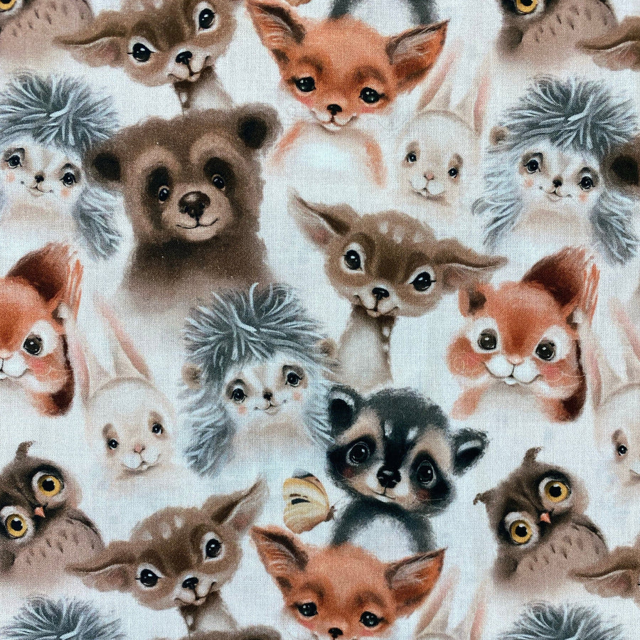 WATER COLOUR BABY ANIMALS 100% COTTON