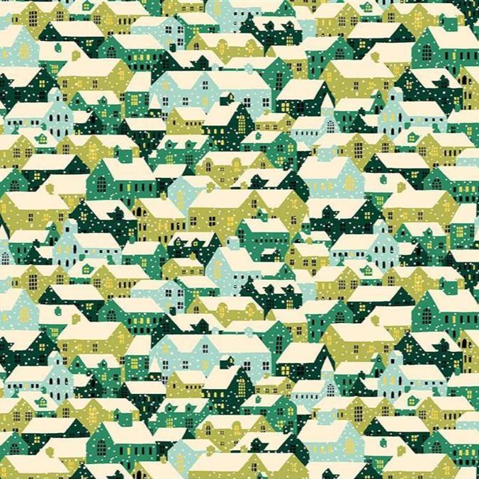 2.7 METER REMNANT - LIBERTY - THE FESTIVE FAIR COLLECTION - SNOWY ROOFTOPS  - GREEN