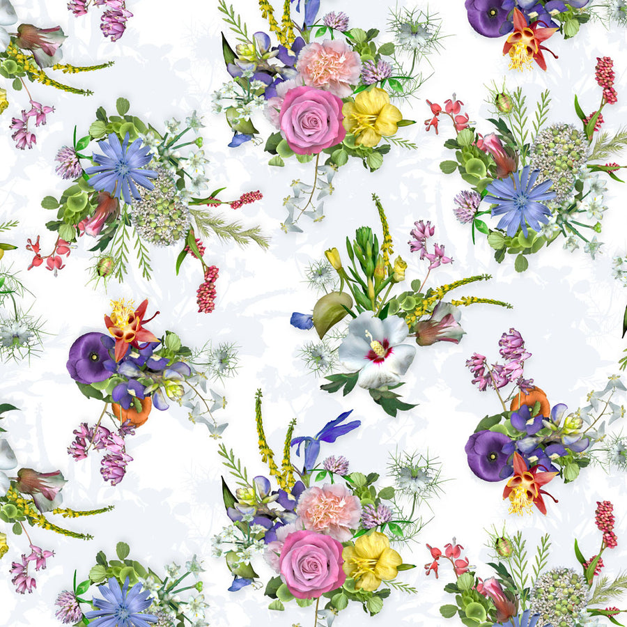CLOTHWORKS  TINAS WILDFLOWERS BY TINA LETO  100% QUILTERS COTTON 115cm WIDE