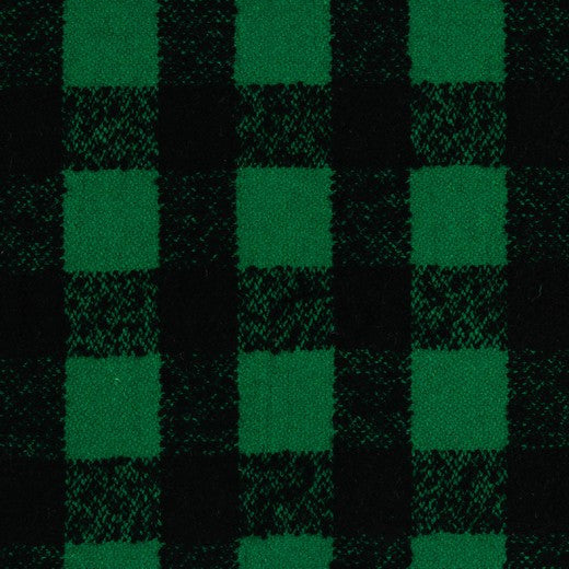 GREEN CHECK BOUCLE KNITTED  80% POLY 20% WOOL