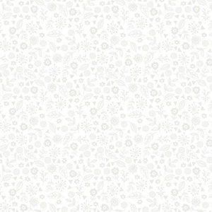 DOODLE DITSY - WHITE ON WHITE  MAKOWER ESSENTIALS  100% PREMIUM QUILTERS COTTON 115cm WIDE
