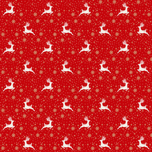REINDEER - RED  QUILTERS COTTON - CHRISTMAS 