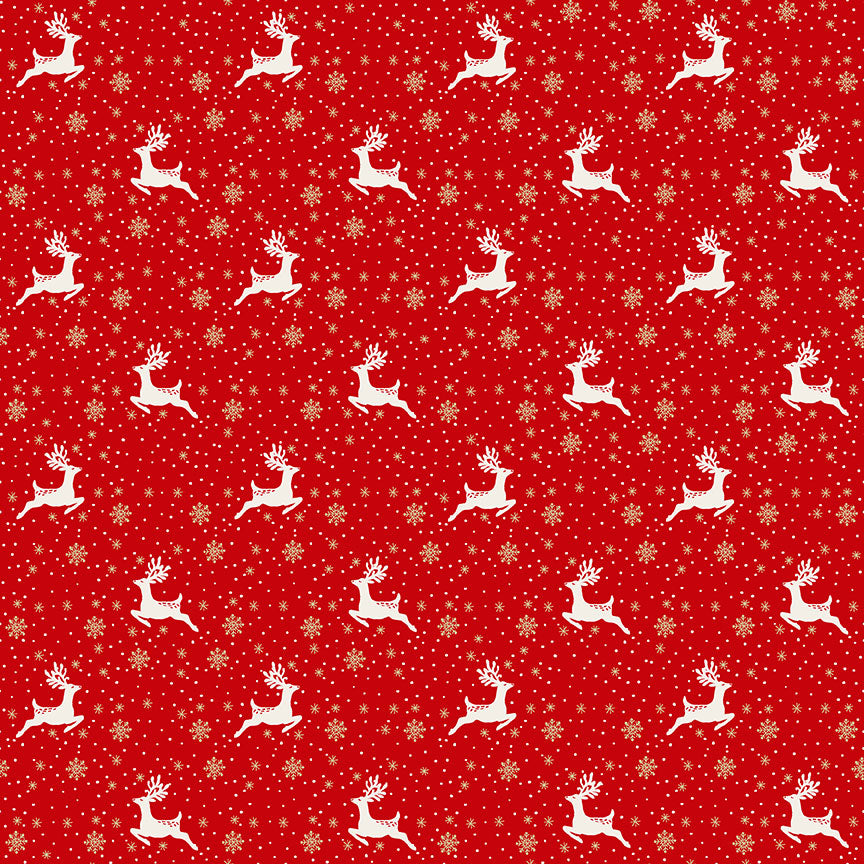 REINDEER - RED  QUILTERS COTTON - CHRISTMAS 