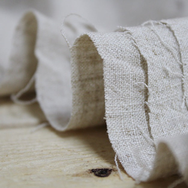 Linen Fabric Slub Weave in Buttermilk Off-White